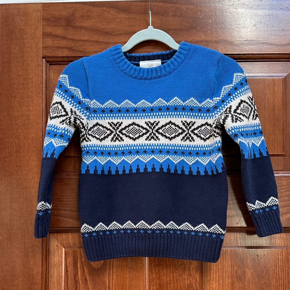 Hanna Andersson Boy Size 3 (90) Blue and Navy Crewneck Sweater